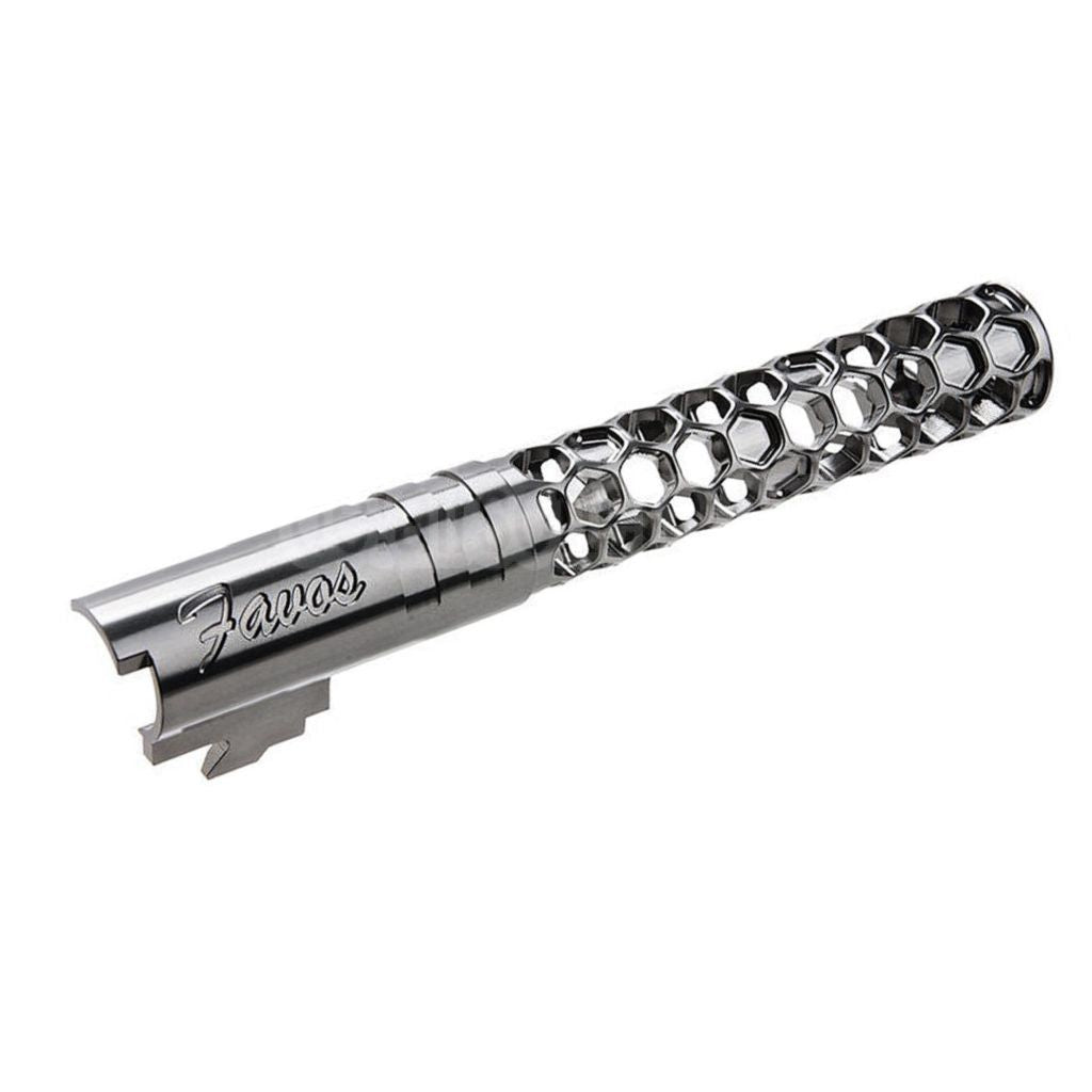 Dr. Black CNC 6063 Aluminum 5 Zoll 125mm Favos Stil Äußerer Lauf +11mm CW im Uhrzeigersinn Geeignet für Armorer Works AW WE-TECH Tokyo Marui Hi-Capa 5.1 Serie GBB Pistolen Airsoft
