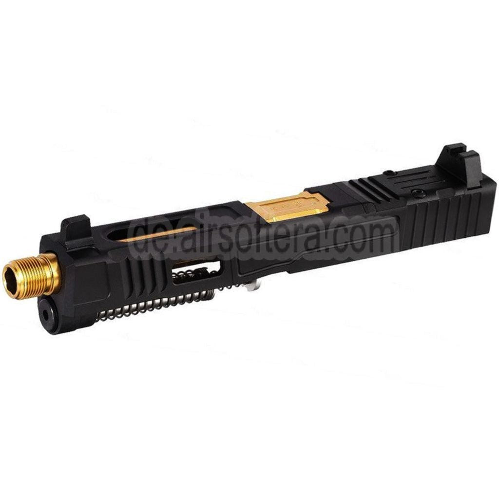 VFC CNC Aluminum Fowler Industries MKII Kompletter oberer Schlittenlauf Set Geeignet für Elite Force VFC G17 Gen5 GBB Pistolen Airsoft Schwarz