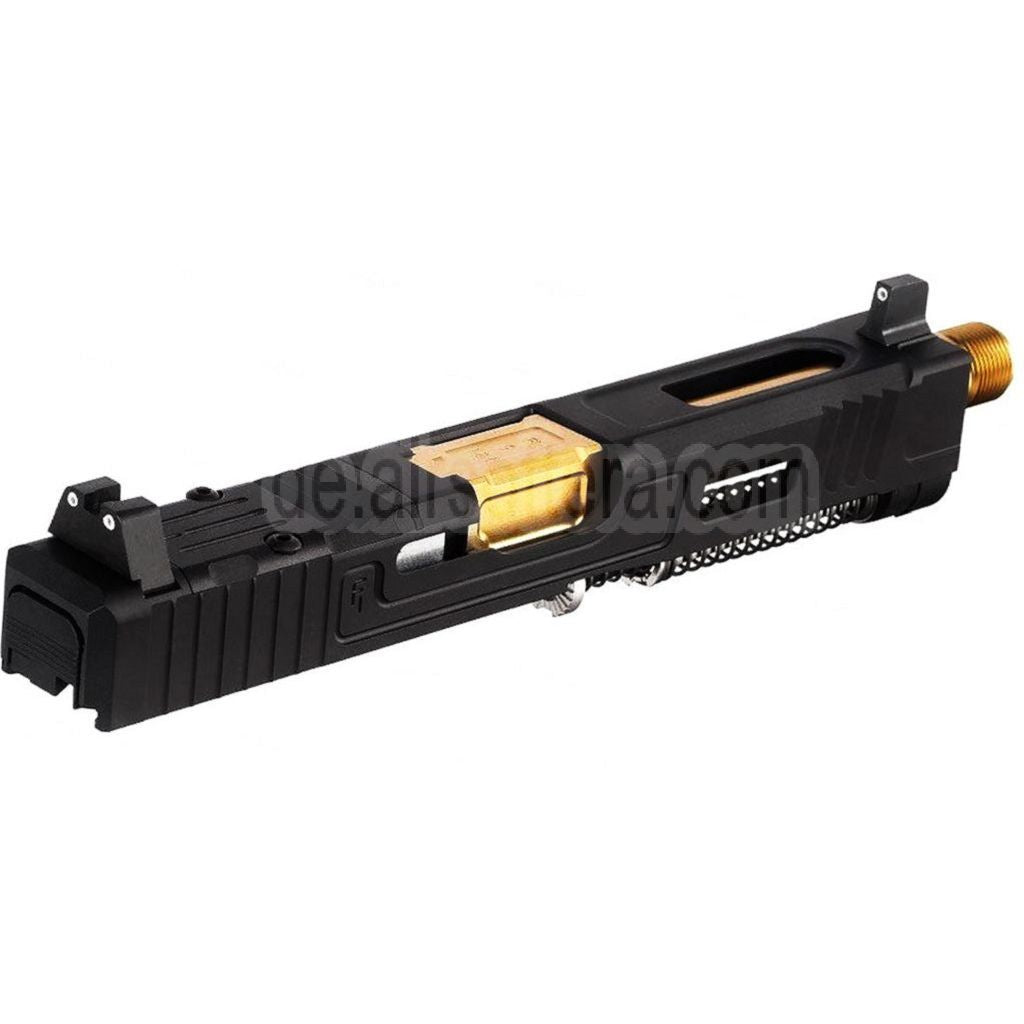 VFC CNC Aluminum Fowler Industries MKII Kompletter oberer Schlittenlauf Set Geeignet für Elite Force VFC G17 Gen5 GBB Pistolen Airsoft Schwarz