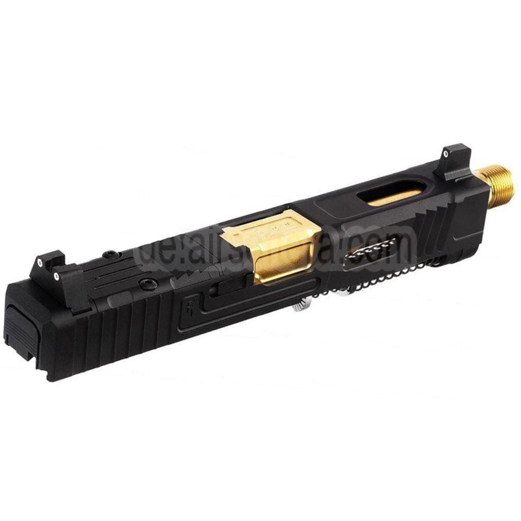 VFC CNC Aluminum Fowler Industries MKII Kompletter oberer Schlittenlauf Set Geeignet für Elite Force VFC G19X G45 GBB Pistolen Airsoft Schwarz