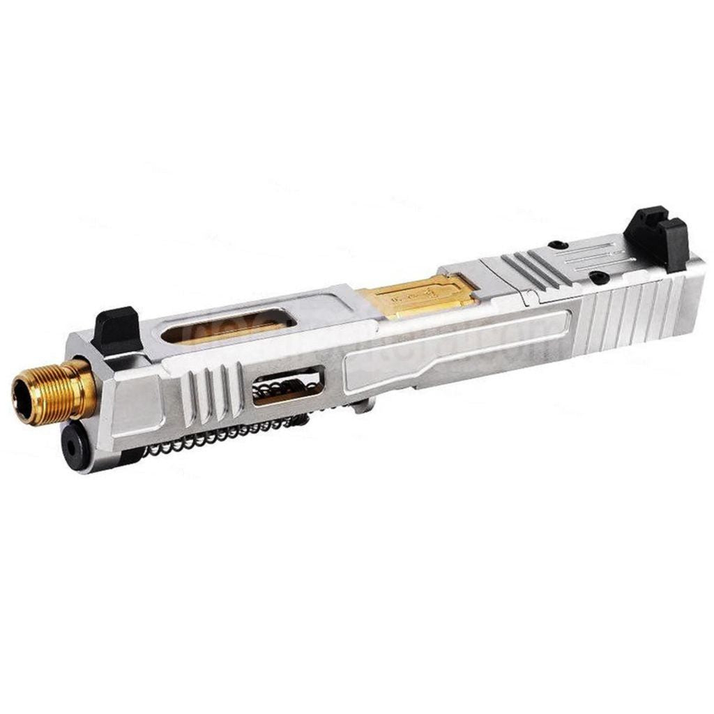 VFC CNC Edelstahl Fowler Industries MKII Kompletter oberer Schlittenlauf Set Geeignet für Elite Force VFC G17 Gen5 GBB Pistolen Airsoft Silber
