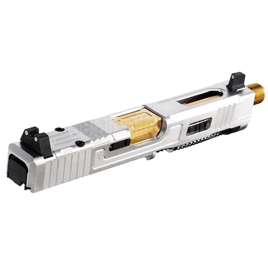 VFC CNC Edelstahl Fowler Industries MKII Kompletter oberer Schlittenlauf Set Geeignet für Elite Force VFC G17 Gen5 GBB Pistolen Airsoft Silber