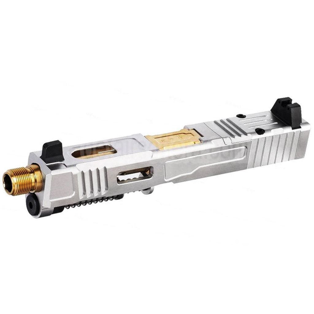 VFC CNC Edelstahl Fowler Industries MKII Kompletter oberer Schlittenlauf Set Geeignet für Elite Force VFC G19X G45 GBB Pistolen Airsoft Silber