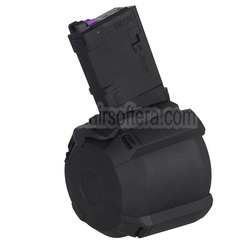 CYMA 500rd Elektrisch Schallsteuerung Wicklung Gas Trommelmagazin Geeignet für CYMA CGS Tokyo Marui M4 Serie MWS GBB Gewehre Airsoft Schwarz