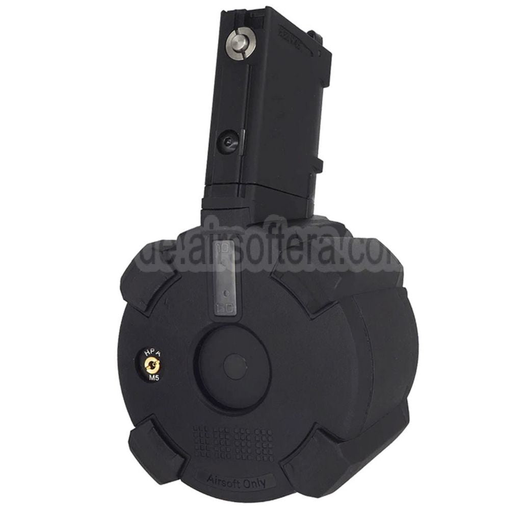 CYMA 500rd Elektrisch Schallsteuerung Wicklung Gas Trommelmagazin Geeignet für CYMA CGS Tokyo Marui M4 Serie MWS GBB Gewehre Airsoft Schwarz