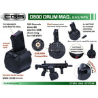 CYMA 500rd Elektrisch Schallsteuerung Wicklung Gas Trommelmagazin Geeignet für CYMA CGS Tokyo Marui M4 Serie MWS GBB Gewehre Airsoft Schwarz