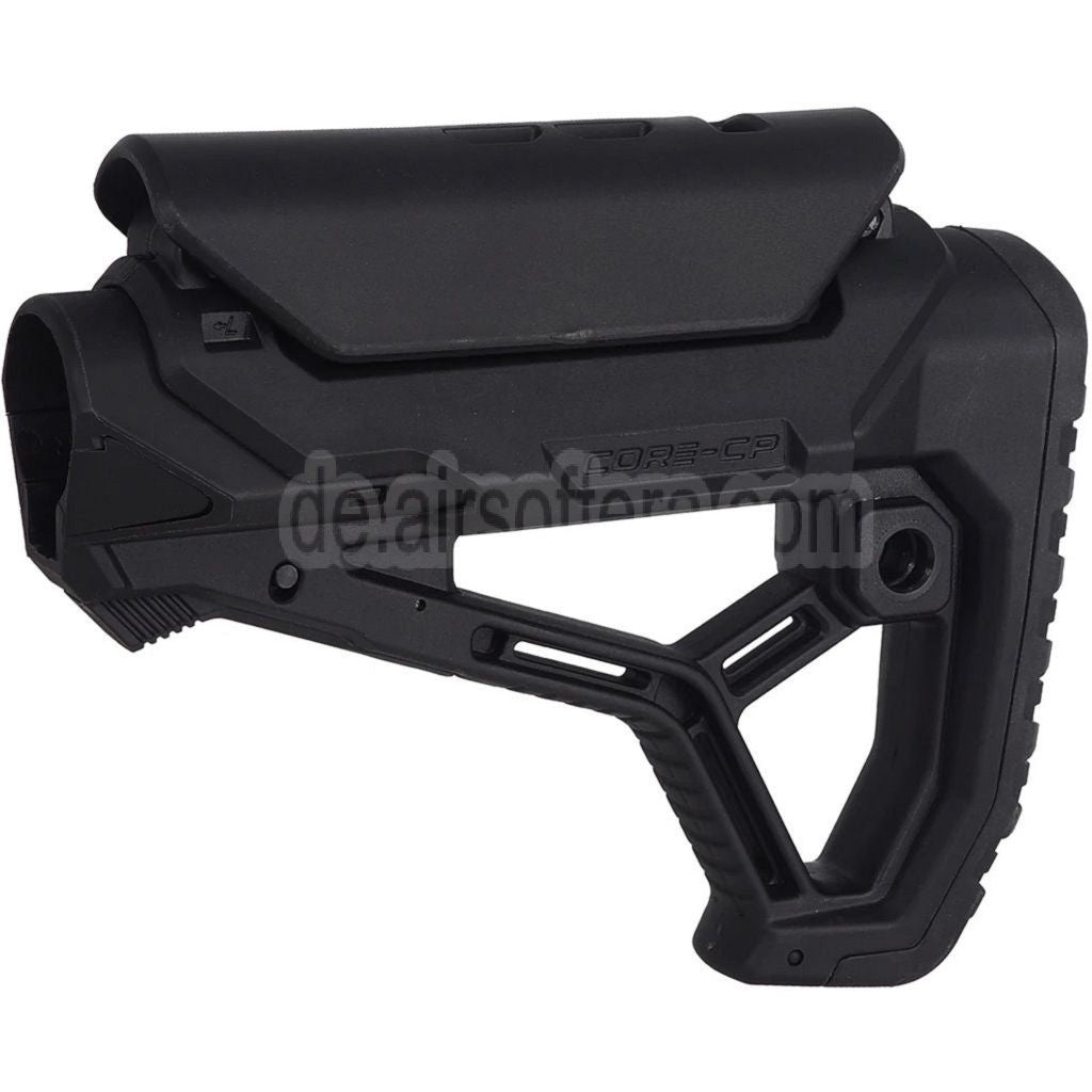 E&C GL-CORE CP Stil Einziehbarer Schaft Geeignet für AR M4 M16 Serie AEG Gewehre Airsoft Schwarz