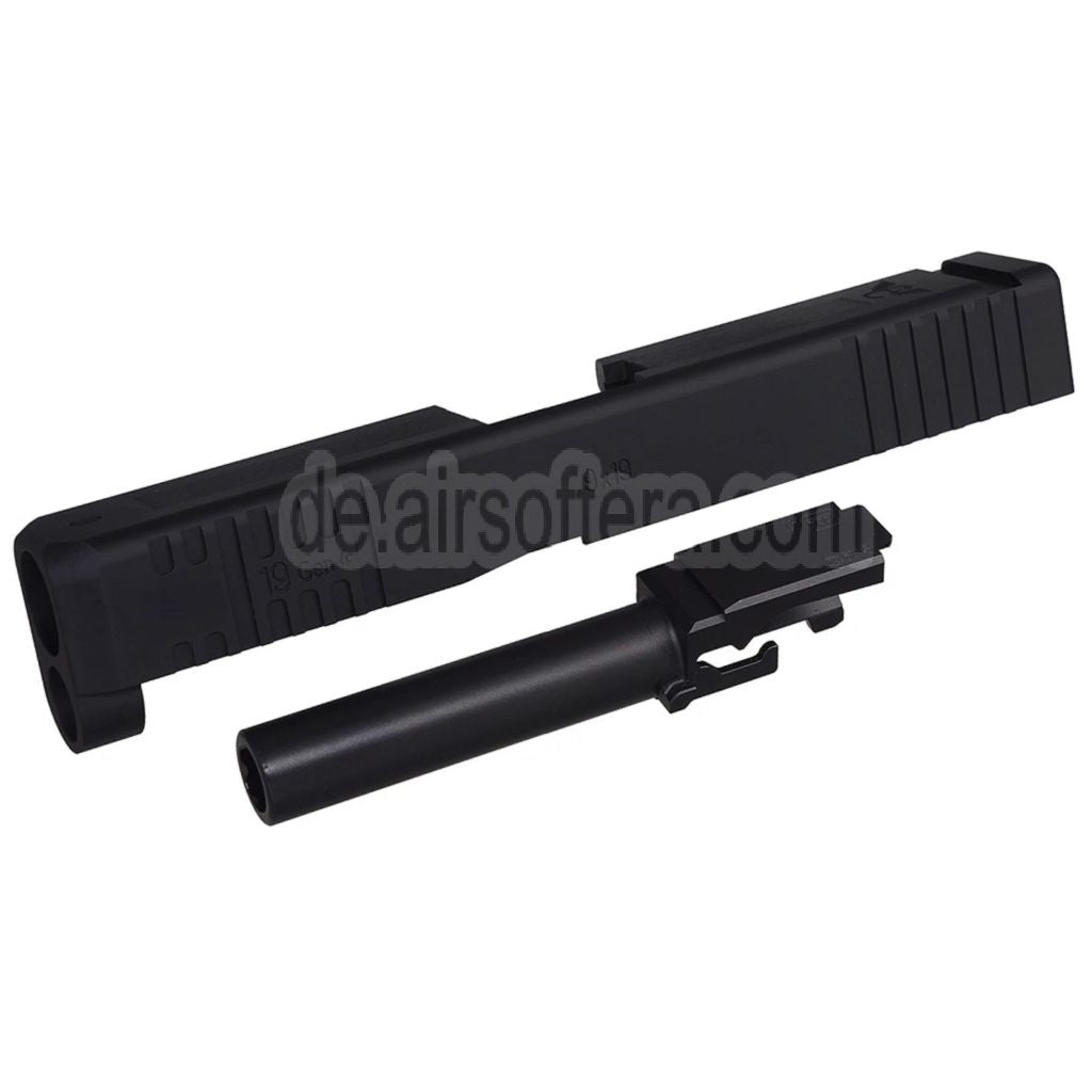 Bomber Airsoft CNC Aluminum Wilson Combat Stil Schlitten Lauf Set Geeignet für Tokyo Marui G19 Gen4 Serie GBB Pistolen Schwarz