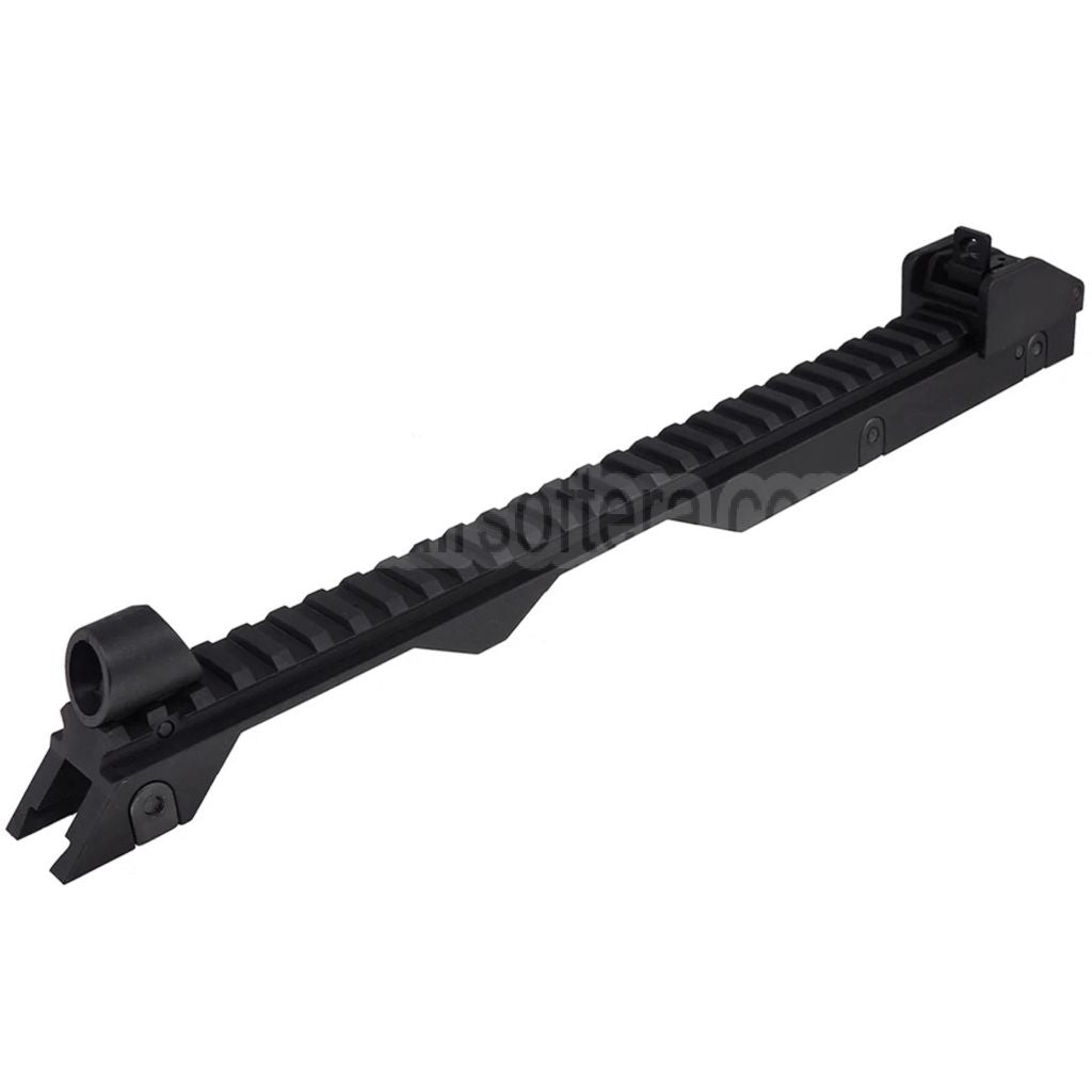 AirsoftEra 340mm Obere Schiene mit Vorderem Hinterem Visier Geeignet für G36 Serie AEG Gewehre Schwarz